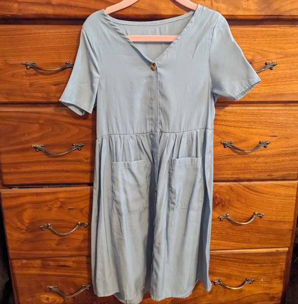 Light blue silky dress